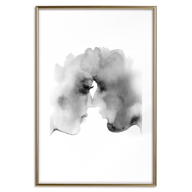 Poster Blurred Thoughts - black romantic couple on a solid white background 132159 additionalImage 14