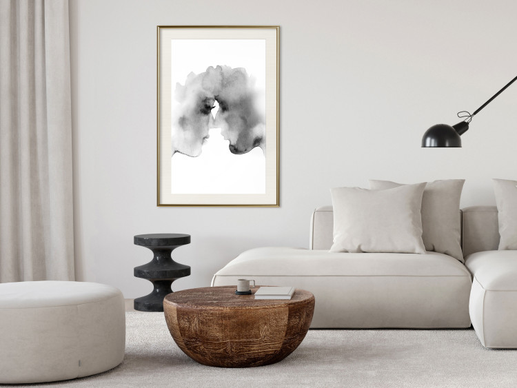 Poster Blurred Thoughts - black romantic couple on a solid white background 132159 additionalImage 22