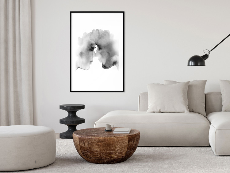Poster Blurred Thoughts - black romantic couple on a solid white background 132159 additionalImage 18