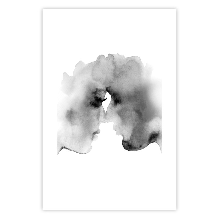 Poster Blurred Thoughts - black romantic couple on a solid white background 132159 additionalImage 25