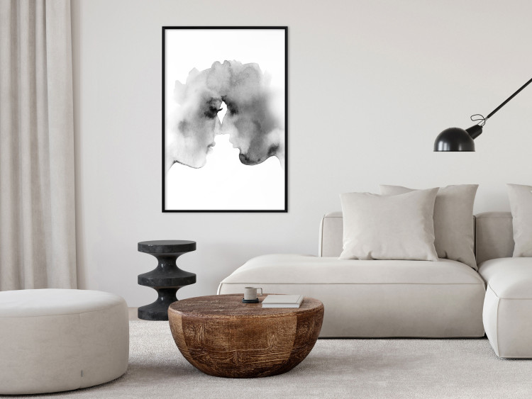 Poster Blurred Thoughts - black romantic couple on a solid white background 132159 additionalImage 4