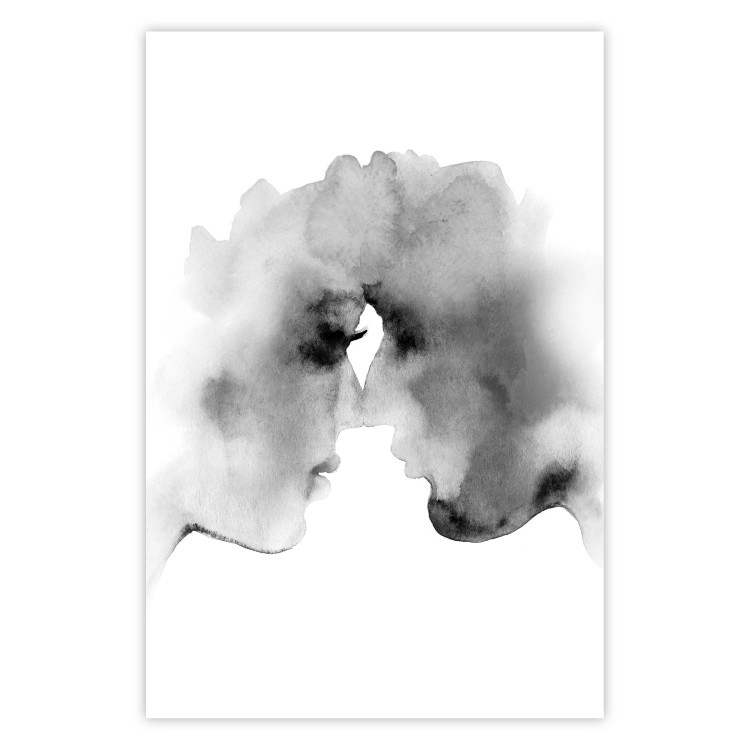 Poster Blurred Thoughts - black romantic couple on a solid white background 132159