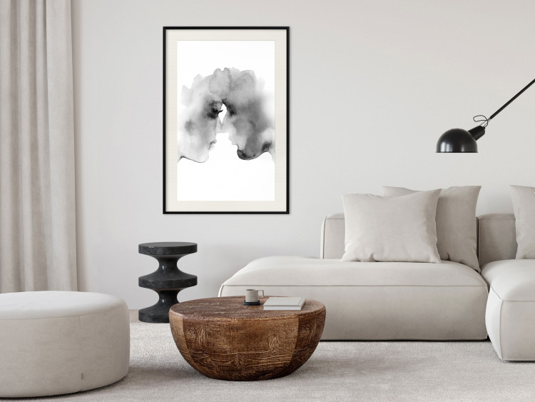 Poster Blurred Thoughts - black romantic couple on a solid white background 132159 additionalImage 24