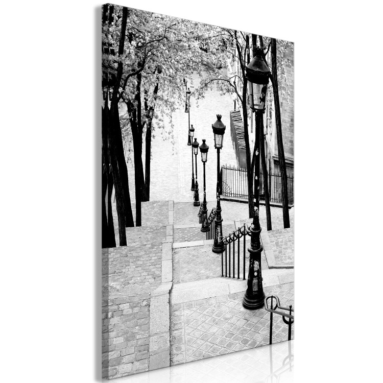 Canvas Print Montmartre (1-piece) Vertical - black and white sidewalks in Paris 132259 additionalImage 2