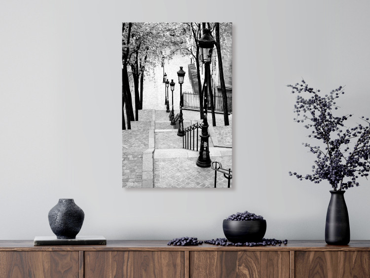 Canvas Print Montmartre (1-piece) Vertical - black and white sidewalks in Paris 132259 additionalImage 3
