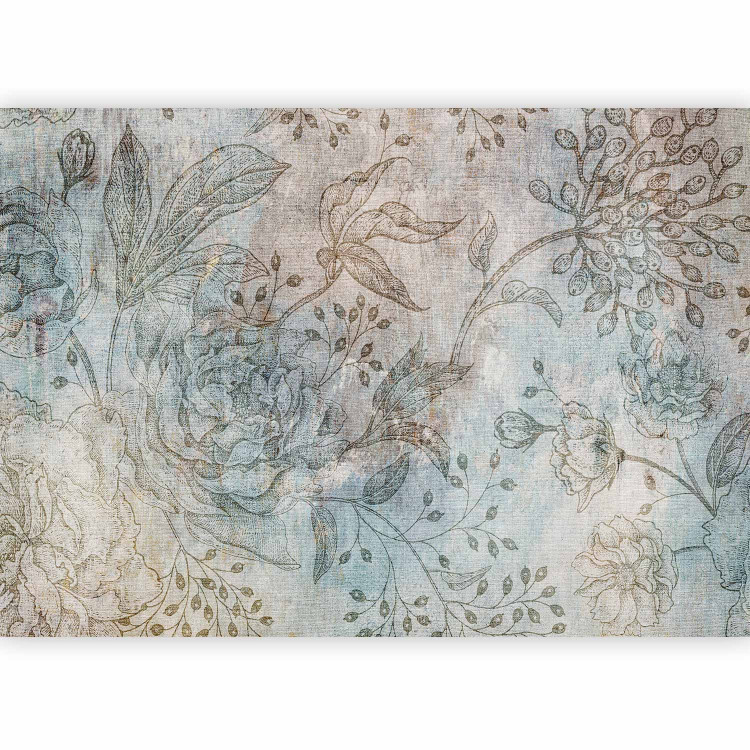 Wall Mural Retro minimalist flowers - floral motif with leaves in vintage style 137259 additionalImage 5