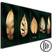 Canvas Art Print Golden Corner (5-piece) Narrow - exotic leaves on a black background 138059 additionalThumb 6