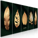 Canvas Art Print Golden Corner (5-piece) Narrow - exotic leaves on a black background 138059 additionalThumb 2