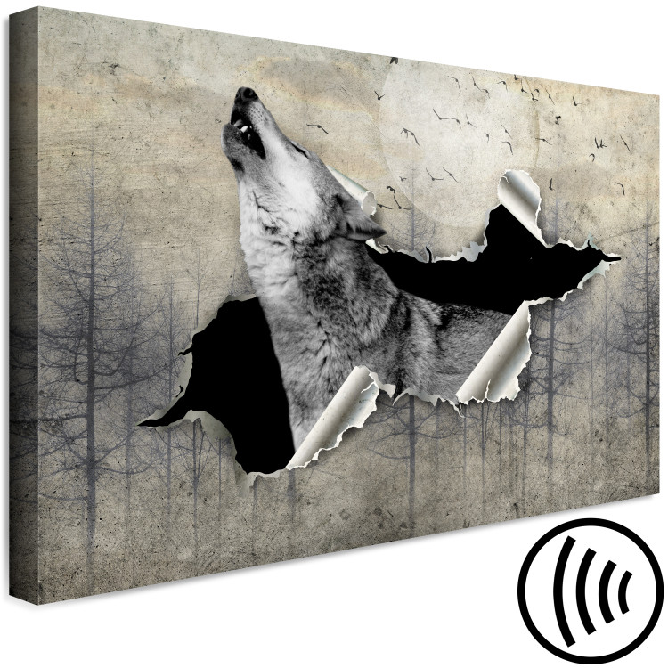 Canvas In Moonlit Night (1-piece) wide - howling animal against forest backdrop 138559 additionalImage 6