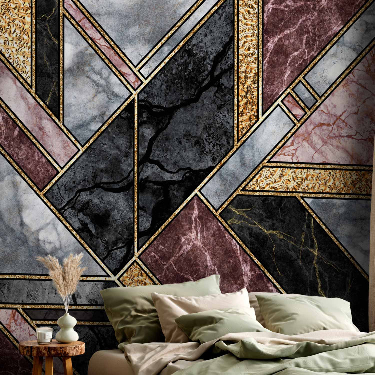 Photo Wallpaper Geometric marble - glamour composition with gold art deco patterns 142359 additionalImage 2