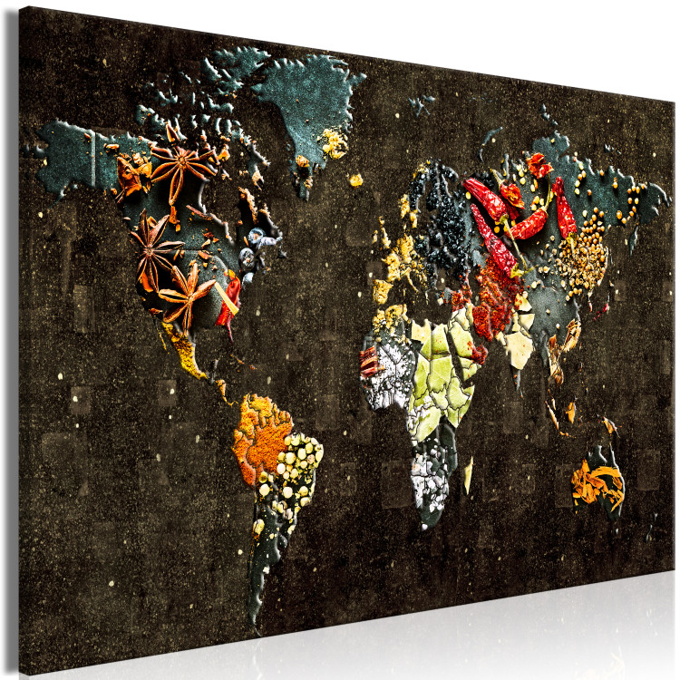 Canvas Flavors of the World (1-piece) Wide - world map and colorful abstraction 143559 additionalImage 2