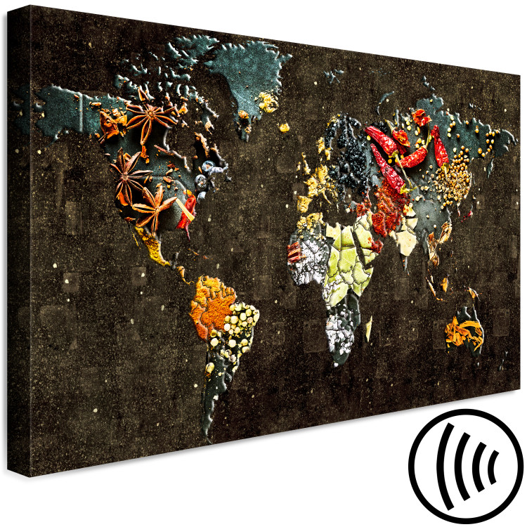 Canvas Flavors of the World (1-piece) Wide - world map and colorful abstraction 143559 additionalImage 6