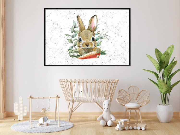 Poster Hare With Carrot - A Painted Rabbit With Vegetables on a Speckled Background 145759 additionalImage 11