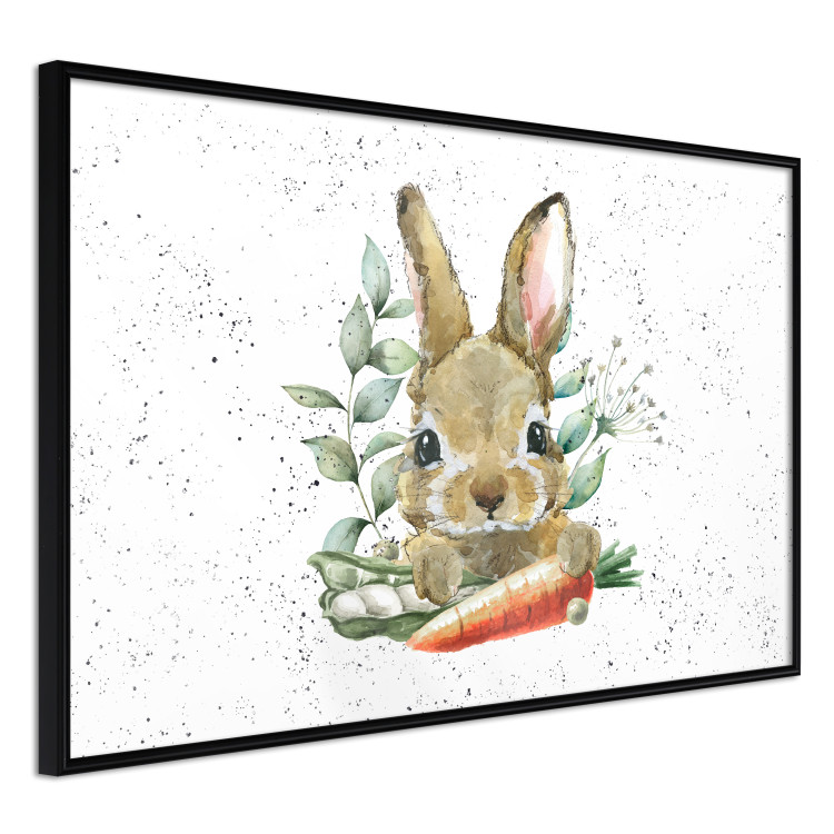 Poster Hare With Carrot - A Painted Rabbit With Vegetables on a Speckled Background 145759 additionalImage 2