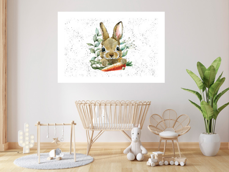 Poster Hare With Carrot - A Painted Rabbit With Vegetables on a Speckled Background 145759 additionalImage 13