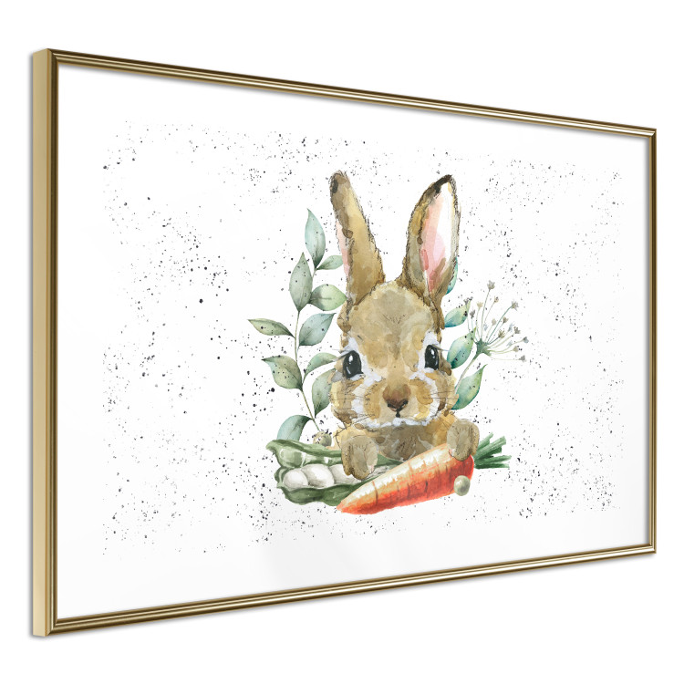 Poster Hare With Carrot - A Painted Rabbit With Vegetables on a Speckled Background 145759 additionalImage 8