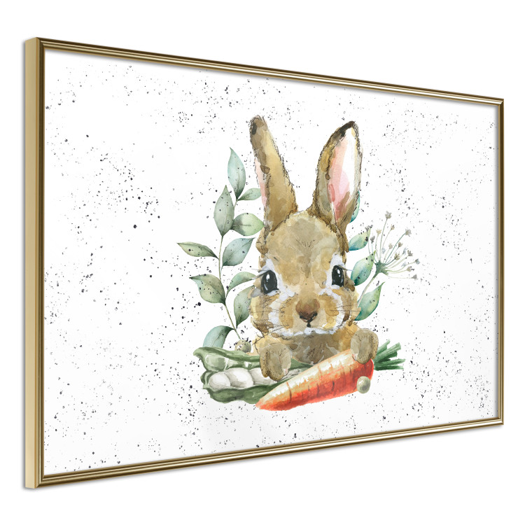 Poster Hare With Carrot - A Painted Rabbit With Vegetables on a Speckled Background 145759 additionalImage 7