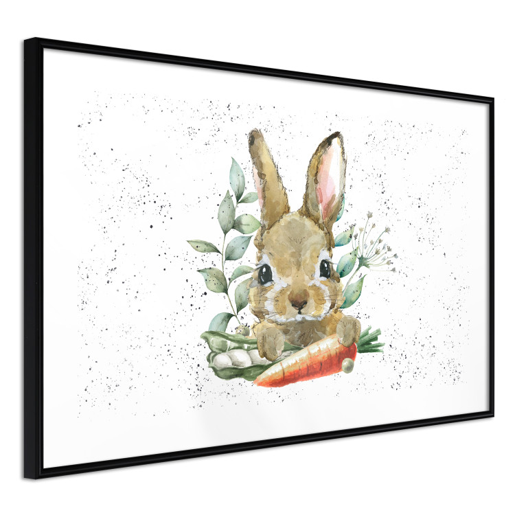 Poster Hare With Carrot - A Painted Rabbit With Vegetables on a Speckled Background 145759 additionalImage 6