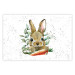 Poster Hare With Carrot - A Painted Rabbit With Vegetables on a Speckled Background 145759