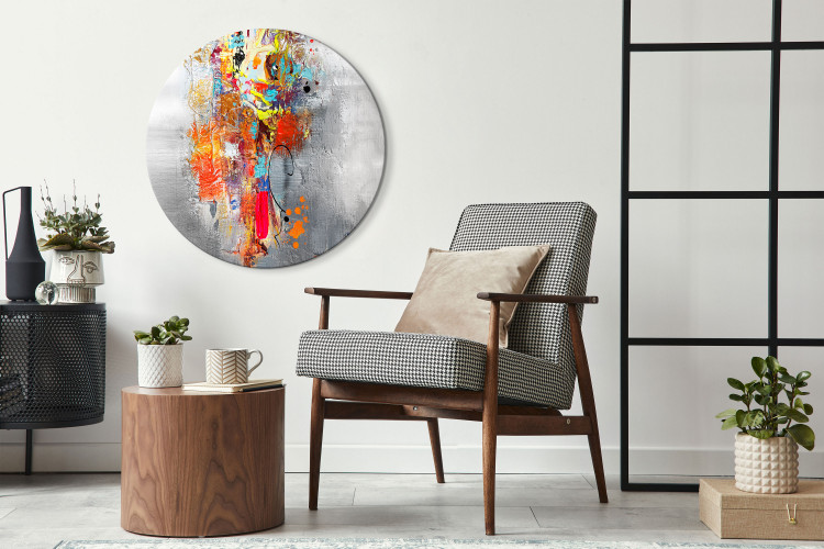 Round Canvas Color Richness - Abstract Lively Colors on a Gray Background 148759 additionalImage 3