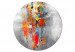 Round Canvas Color Richness - Abstract Lively Colors on a Gray Background 148759