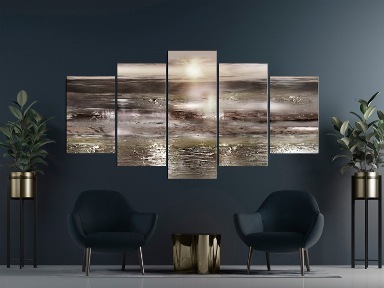 Canvas Sepia Landscape (5-piece) Wide - abstract sunset composition 148959 additionalImage 3