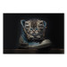 Canvas Art Print AI Maine Coon Cat - Tiny Blue-Eyed Animal in a Shoe - Horizontal 150159