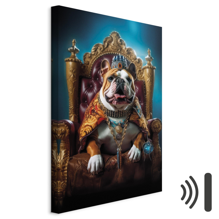 Canvas Art Print AI Dog English Bulldog - Animal in the Role of King on the Throne - Vertical 150259 additionalImage 8