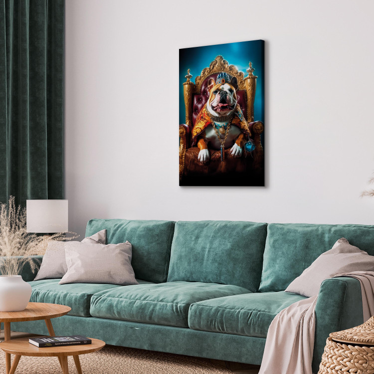 Canvas Art Print AI Dog English Bulldog - Animal in the Role of King on the Throne - Vertical 150259 additionalImage 10
