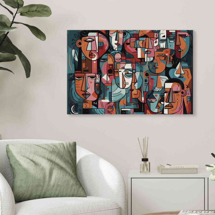 Canvas Print Geometric Faces - Composition Created by Artificial Intelligence 151059 additionalImage 5