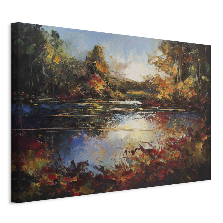 Large canvas print Lake in Autumn - An Orange-Brown Landscape Inspired by Monet [Large Format] 151159 additionalImage 3