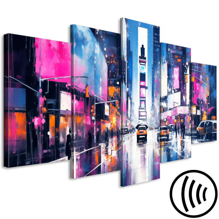 Canvas Neon Lights of New York - A Pink Panorama of Manhattan Architecture 151959 additionalImage 6