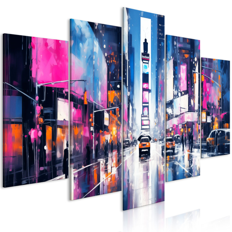 Canvas Neon Lights of New York - A Pink Panorama of Manhattan Architecture 151959 additionalImage 2