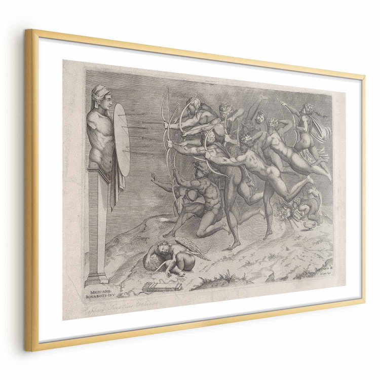 Wall Poster Naked Archers Shooting at a Target Attached to the Hermit Cupid Sleeping Below 159959 additionalImage 21