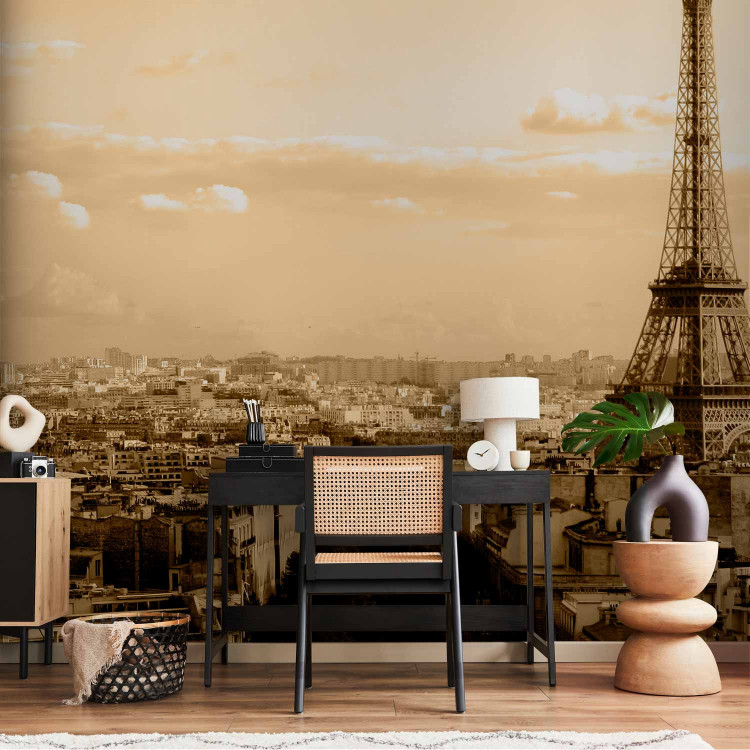 Wall Mural Paris Panorama - Sepia Eiffel Tower against Urban Architecture 59859 additionalImage 4