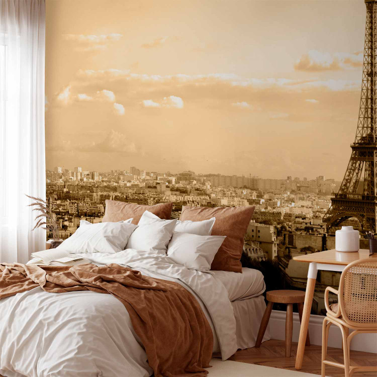 Wall Mural Paris Panorama - Sepia Eiffel Tower against Urban Architecture 59859 additionalImage 2