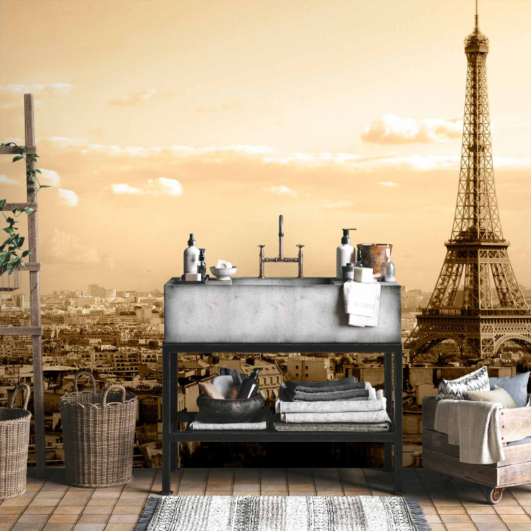 Wall Mural Paris Panorama - Sepia Eiffel Tower against Urban Architecture 59859 additionalImage 8