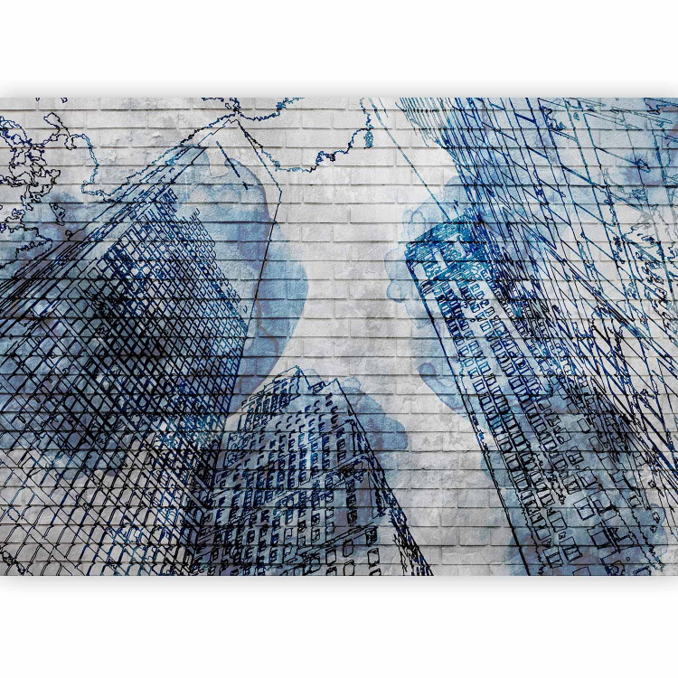 Photo Wallpaper Street Art - Mural with New York Architecture and Ink Effect 60759 additionalImage 1