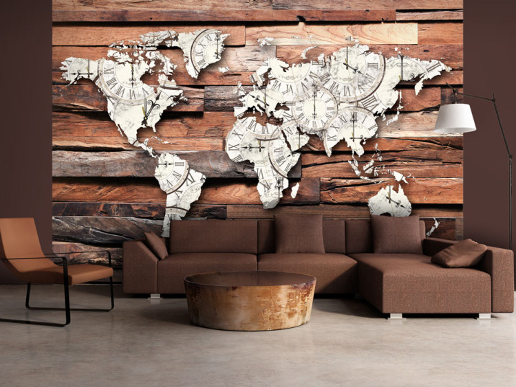 Wall Mural Map On Wood 63859