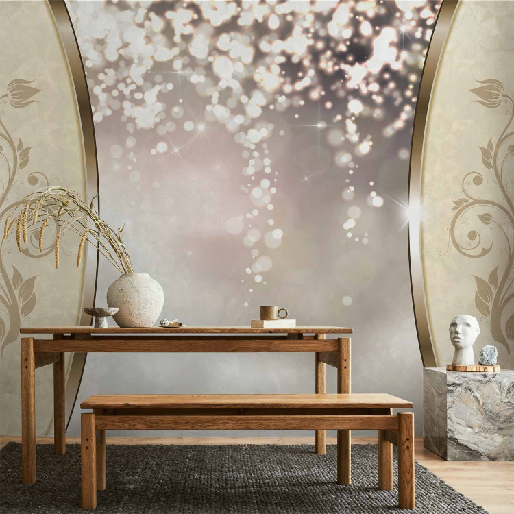 Wall Mural Stellar abstraction - beige ornaments on a background with a glow effect 96659 additionalImage 6