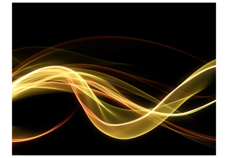 Photo Wallpaper Abstraction with smoke - yellow dynamic wave with glow on black background 97659 additionalImage 1