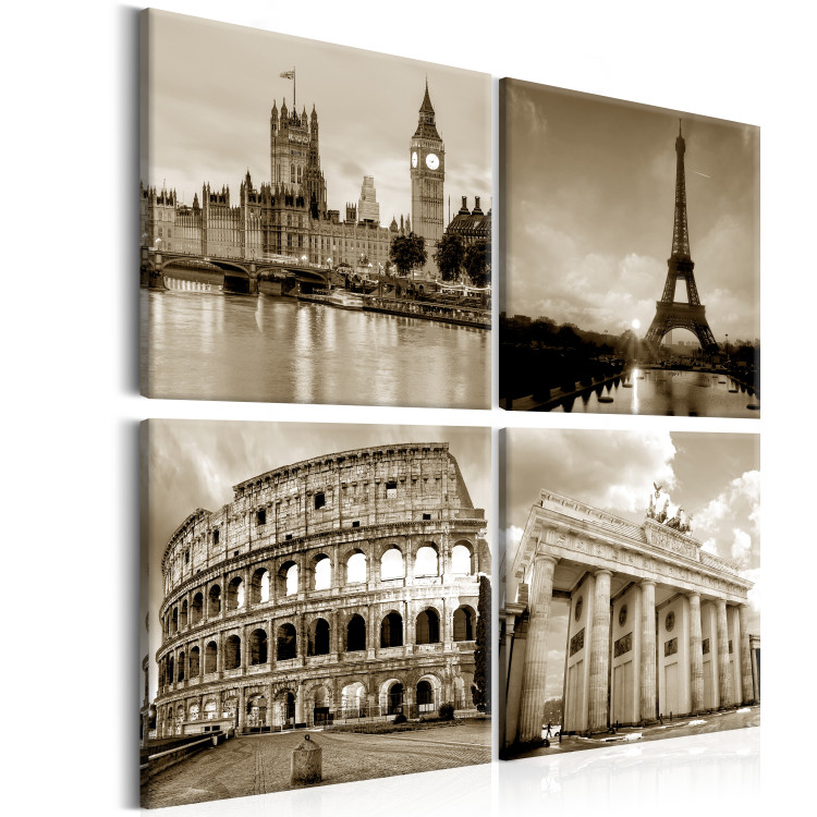 Canvas European Capitals - City Architecture Photographs in Sepia Theme 97959 additionalImage 2