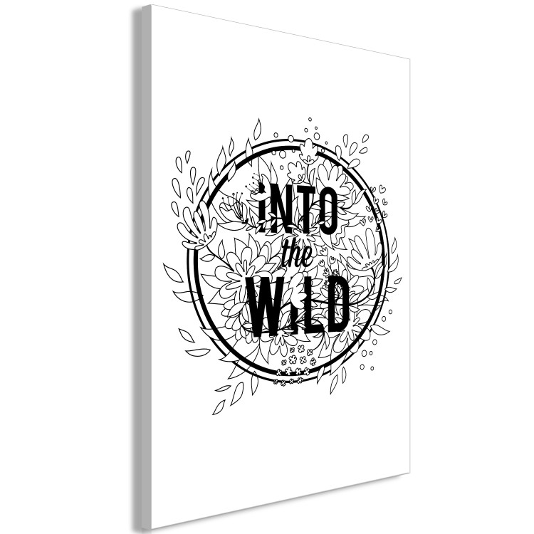 Canvas Into the Wild inscription - black and white inscription in line art 116369 additionalImage 2