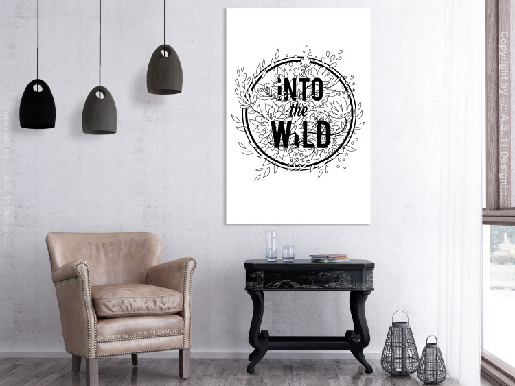Canvas Into the Wild inscription - black and white inscription in line art 116369 additionalImage 3