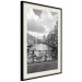 Poster Bridge with Bikes - black and white landscape of a river and cloudy sky 116969 additionalThumb 2