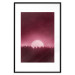 Poster Fullness - dark pink landscape of a silver moon against the sky and forest 117569 additionalThumb 18