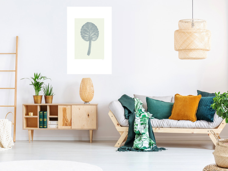Wall Poster Pastel Beauty - simple composition with a leaf in light colors 117769 additionalImage 17
