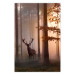 Poster Morning - wild deer among forest trees against the backdrop of an autumn landscape 120469