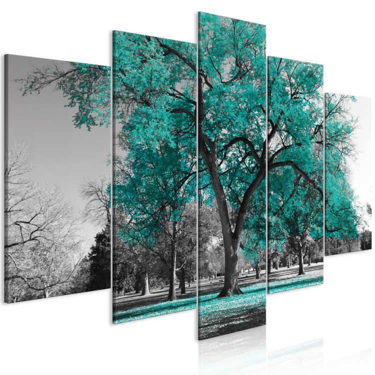 Canvas Print Autumn in the Park (5 Parts) Wide Turquoise 122769 additionalImage 2
