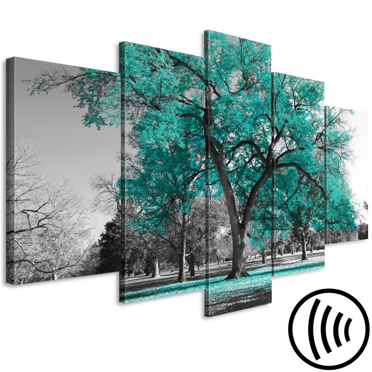 Canvas Print Autumn in the Park (5 Parts) Wide Turquoise 122769 additionalImage 6